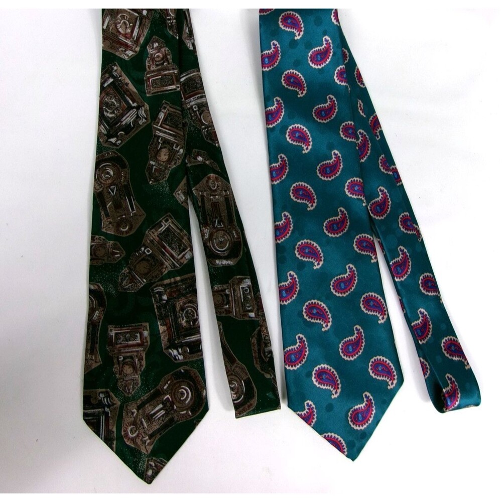 Vintage McGregor Abstract Mod 70s Geometric Grandpa Necktie Tie Lot of 2 USA